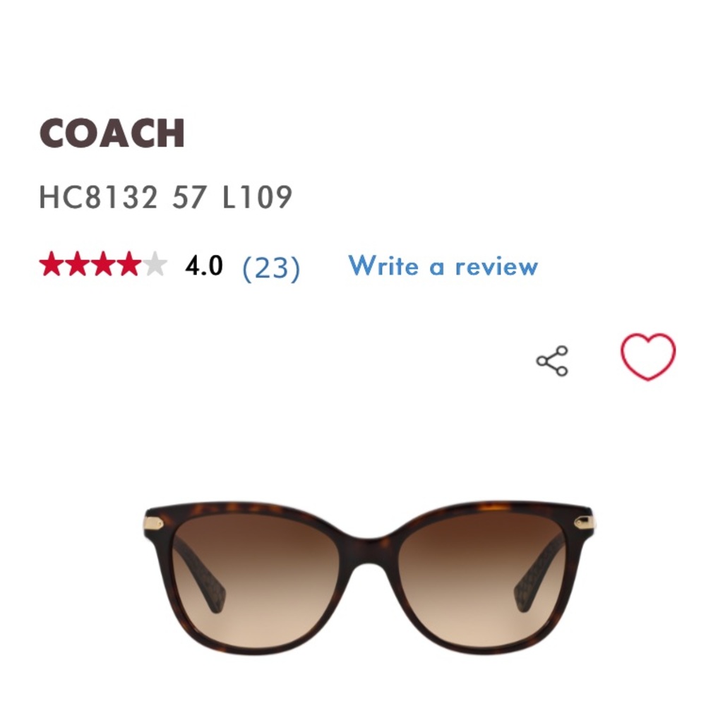 NWOT Coach brown tortoise sunglasses with case.